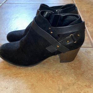 Black suede booties size 6.5 fergalicious